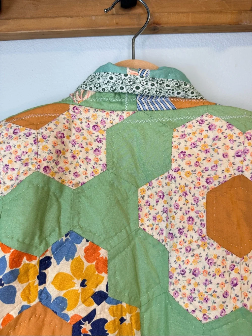 Handmade Grandma’s Flower Garden Fern Quilt Jacket | Size 2T